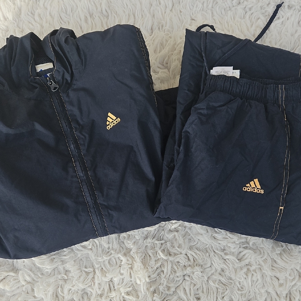Vintage Adidas Navy and Orange Tracksuit